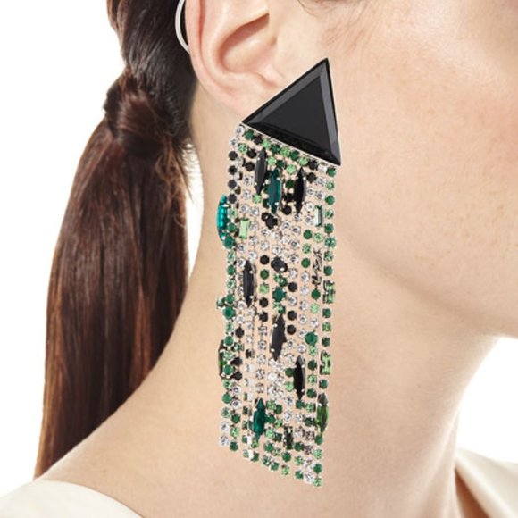 SAINT LAURENT Triangle Dangle Crystal Earrings - Picture 1 of 3